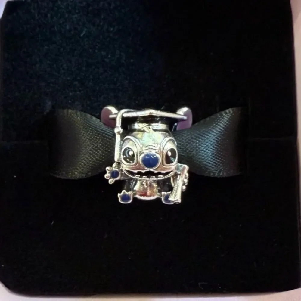 NWOT Stitch Graduation Silver Pandora FIT Charm
